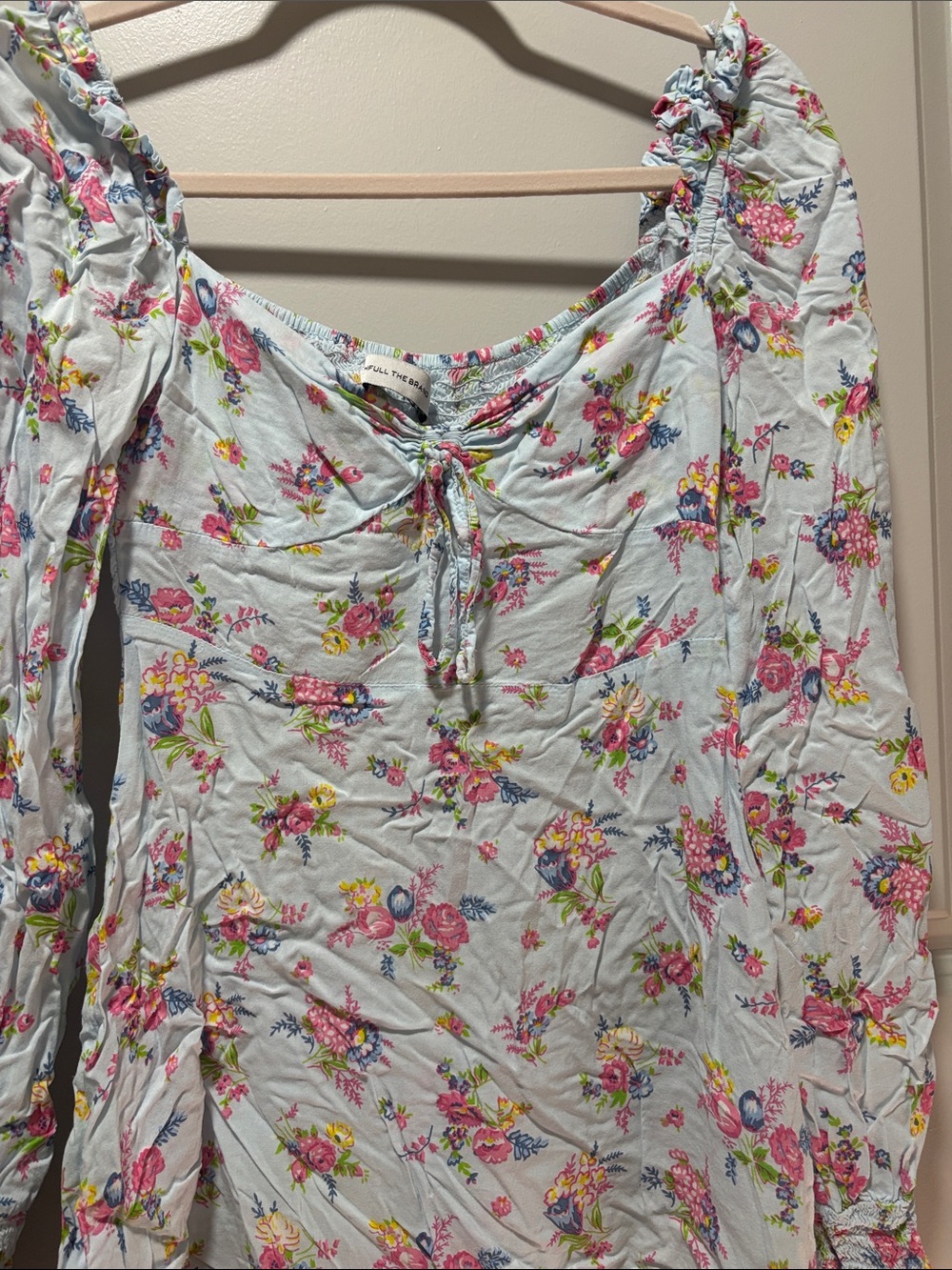 Faithfull the Brand Light Blue Floral Tie-Front Dress - Picture 3 of 4
